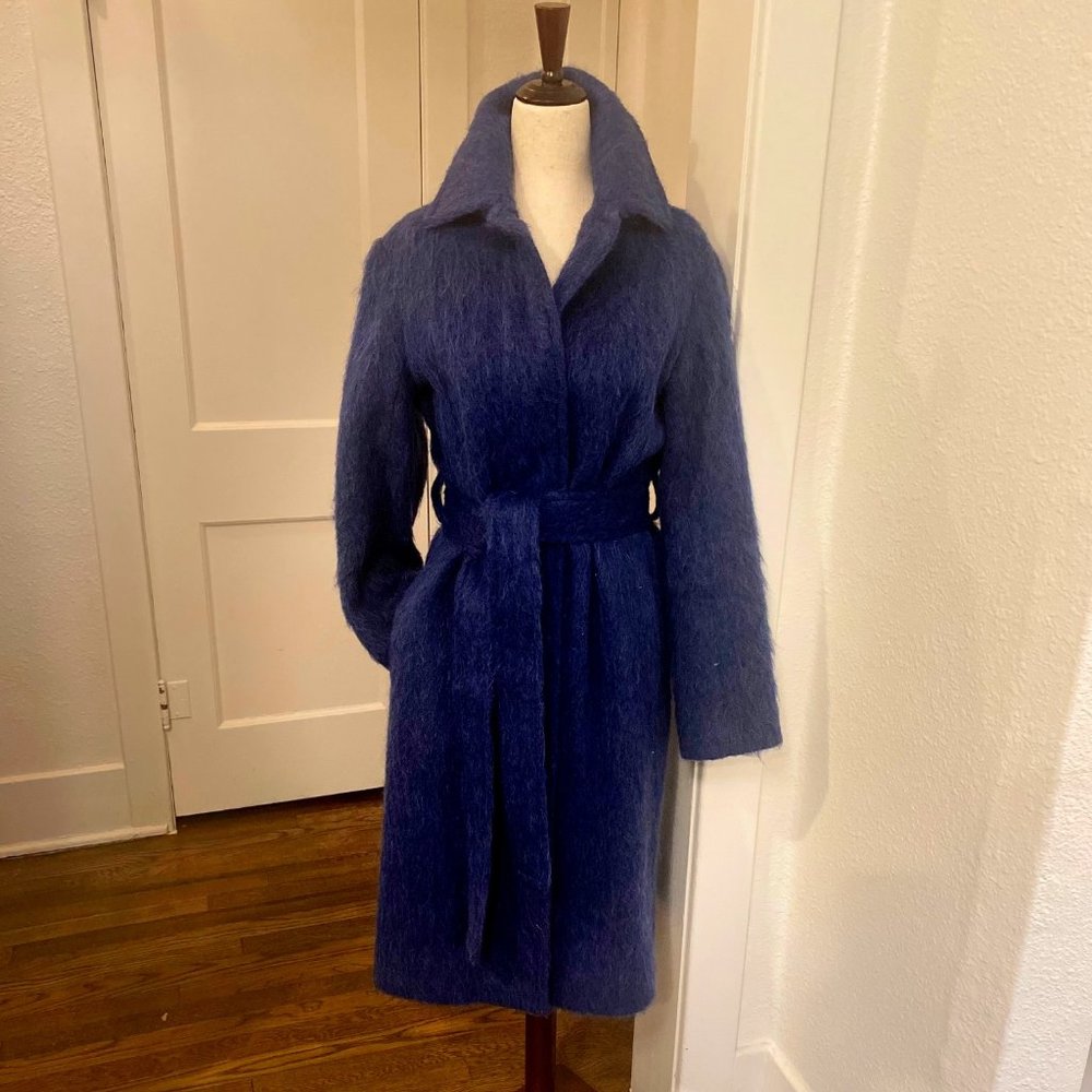 VINCE. Deep Azurite, slim, belted coat